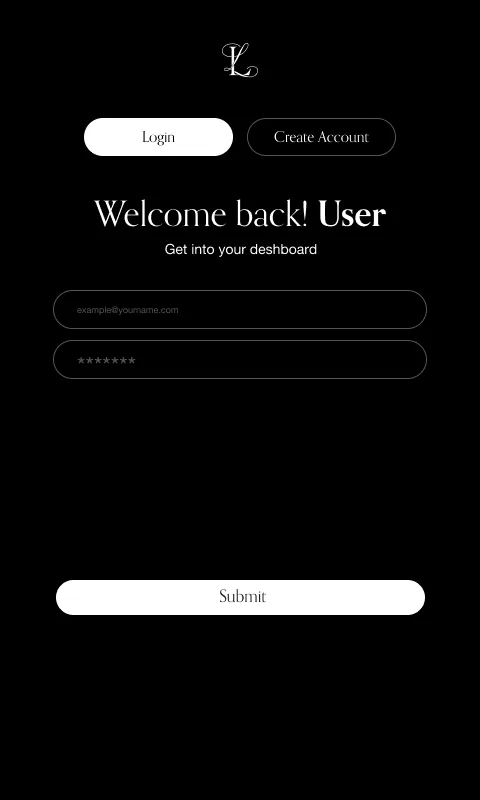 The sign-in screen, offering login or account creation with email and password